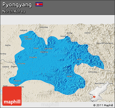 Political 3D Map of Pyongyang, shaded relief outside