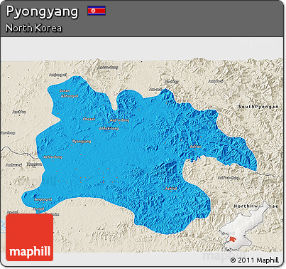 Political 3D Map of Pyongyang, shaded relief outside