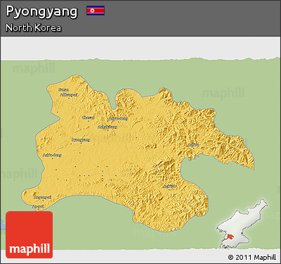 Savanna Style 3D Map of Pyongyang, single color outside