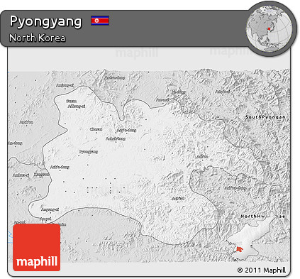 Silver Style 3D Map of Pyongyang