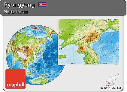 Physical Location Map of Pyongyang, within the entire country