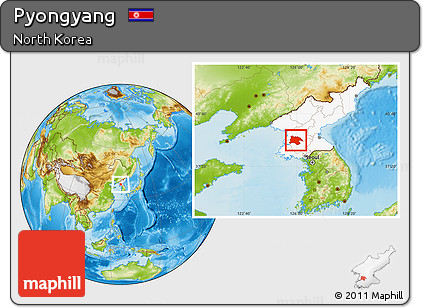Physical Location Map of Pyongyang, highlighted country