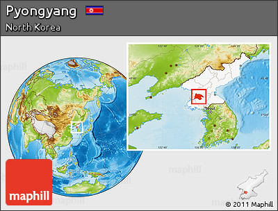 Physical Location Map of Pyongyang, highlighted country