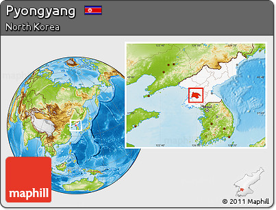 Physical Location Map of Pyongyang, highlighted country