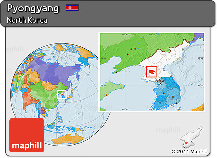 Political Location Map of Pyongyang, highlighted country
