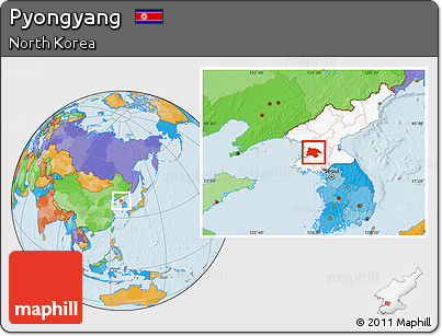 Political Location Map of Pyongyang, highlighted country
