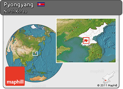 Satellite Location Map of Pyongyang, highlighted country