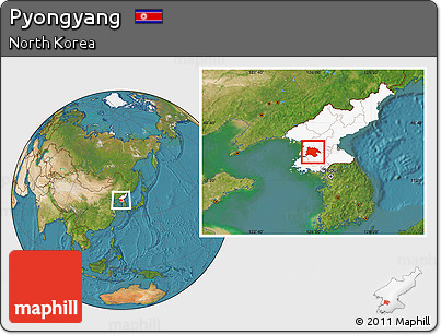 Satellite Location Map of Pyongyang, highlighted country