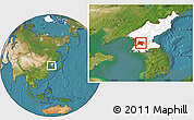 Satellite Location Map of Pyongyang, highlighted country