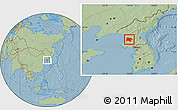 Savanna Style Location Map of Pyongyang, hill shading