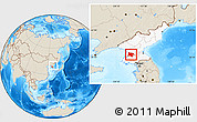 Shaded Relief Location Map of Pyongyang, highlighted country, within the entire country