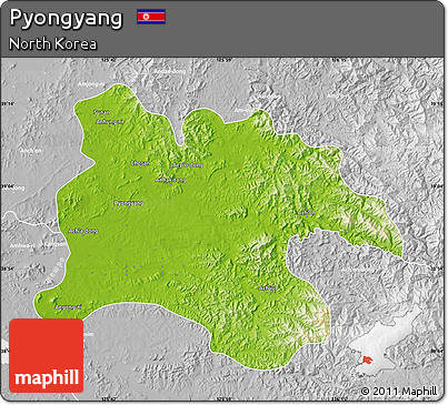 Physical Map of Pyongyang, lighten, desaturated
