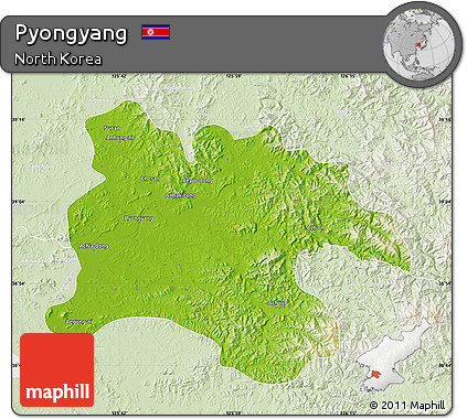 Physical Map of Pyongyang, lighten