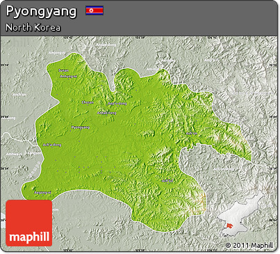 Physical Map of Pyongyang, lighten, semi-desaturated