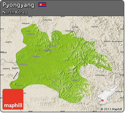 Physical Map of Pyongyang, shaded relief outside