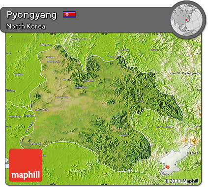 Satellite Map of Pyongyang, physical outside
