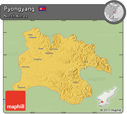 Savanna Style Map of Pyongyang, single color outside