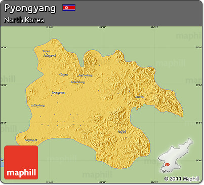 Savanna Style Map of Pyongyang, single color outside