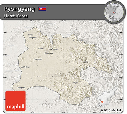 Shaded Relief Map of Pyongyang, lighten