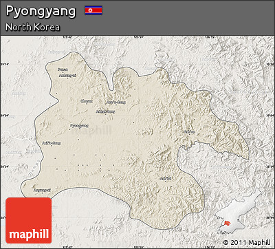 Shaded Relief Map of Pyongyang, lighten
