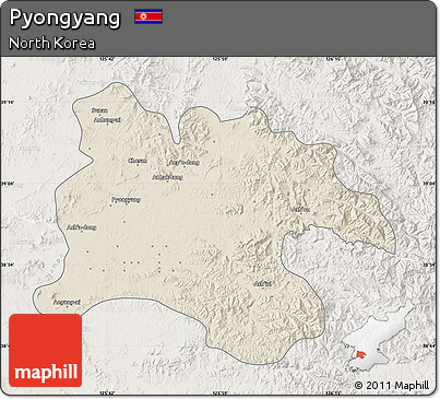 Shaded Relief Map of Pyongyang, lighten