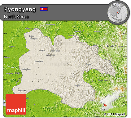 Shaded Relief Map of Pyongyang, physical outside