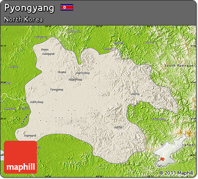 Shaded Relief Map of Pyongyang, physical outside