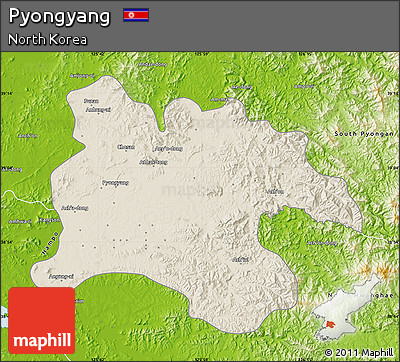 Shaded Relief Map of Pyongyang, physical outside