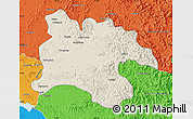 Shaded Relief Map of Pyongyang, political outside