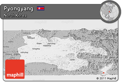 Gray Panoramic Map of Pyongyang