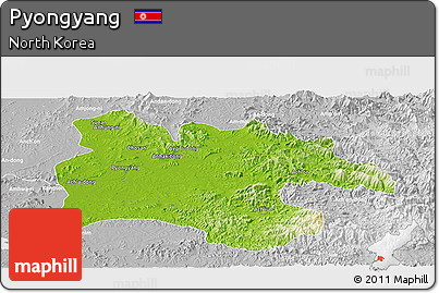 Physical Panoramic Map of Pyongyang, lighten, desaturated