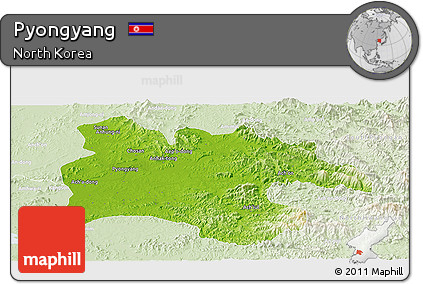 Physical Panoramic Map of Pyongyang, lighten