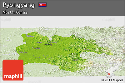 Physical Panoramic Map of Pyongyang, lighten