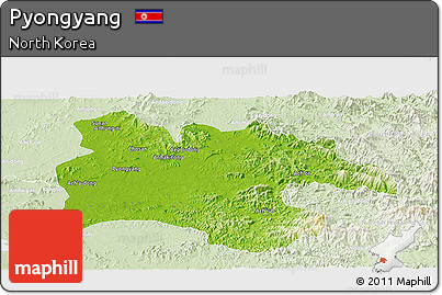 Physical Panoramic Map of Pyongyang, lighten