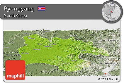 Physical Panoramic Map of Pyongyang, semi-desaturated