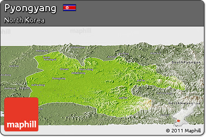 Physical Panoramic Map of Pyongyang, semi-desaturated