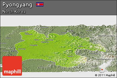 Physical Panoramic Map of Pyongyang, semi-desaturated