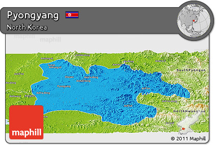 Political Panoramic Map of Pyongyang, physical outside