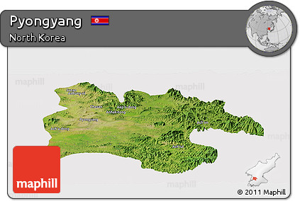 Satellite Panoramic Map of Pyongyang, cropped outside