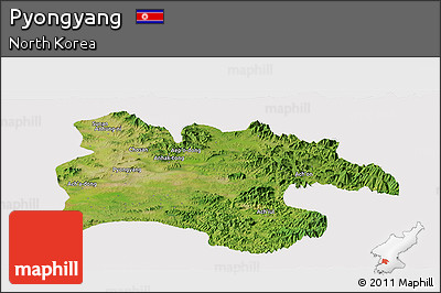 Satellite Panoramic Map of Pyongyang, cropped outside