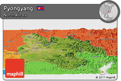 Satellite Panoramic Map of Pyongyang, political outside