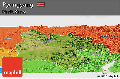 Satellite Panoramic Map of Pyongyang, political outside