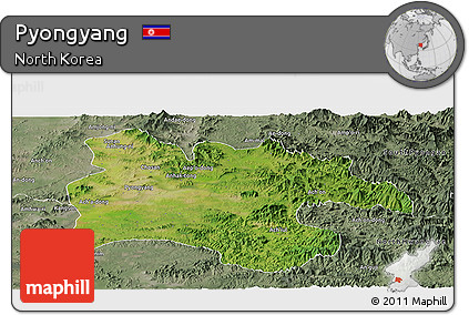 Satellite Panoramic Map of Pyongyang, semi-desaturated