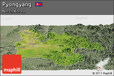 Satellite Panoramic Map of Pyongyang, semi-desaturated
