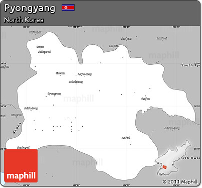 Gray Simple Map of Pyongyang