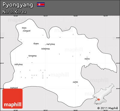 Silver Style Simple Map of Pyongyang, cropped outside