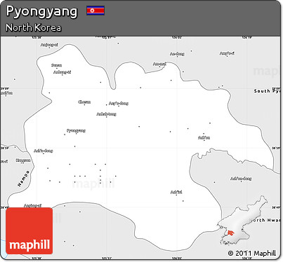 Silver Style Simple Map of Pyongyang