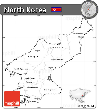 Blank Simple Map of North Korea, cropped outside