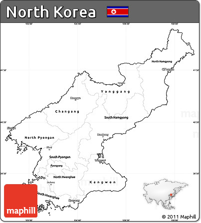 Blank Simple Map of North Korea, cropped outside