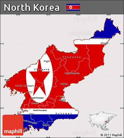 Flag Simple Map of North Korea